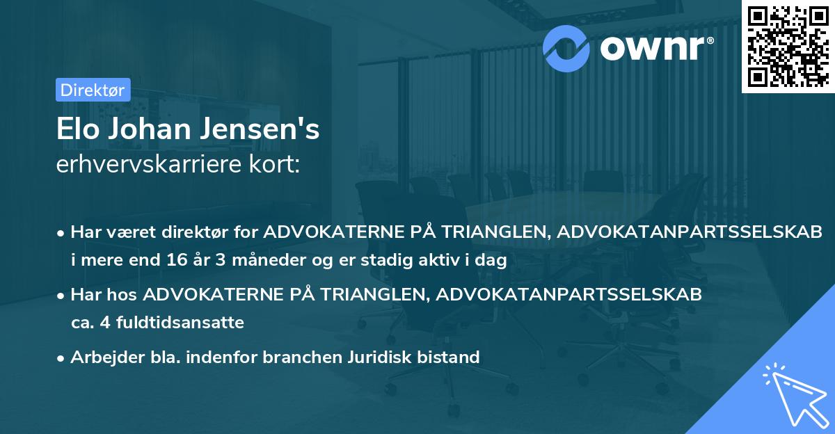 Elo Johan Jensen's erhvervskarriere kort