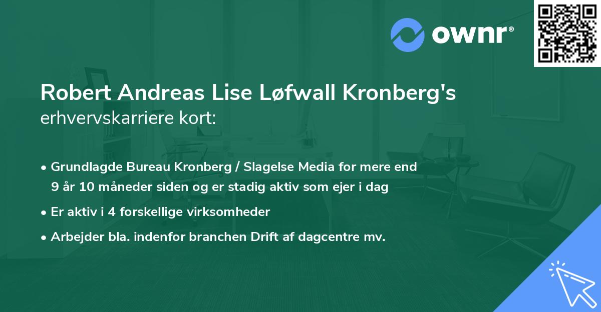 Robert Andreas Lise Løfwall Kronberg's erhvervskarriere kort