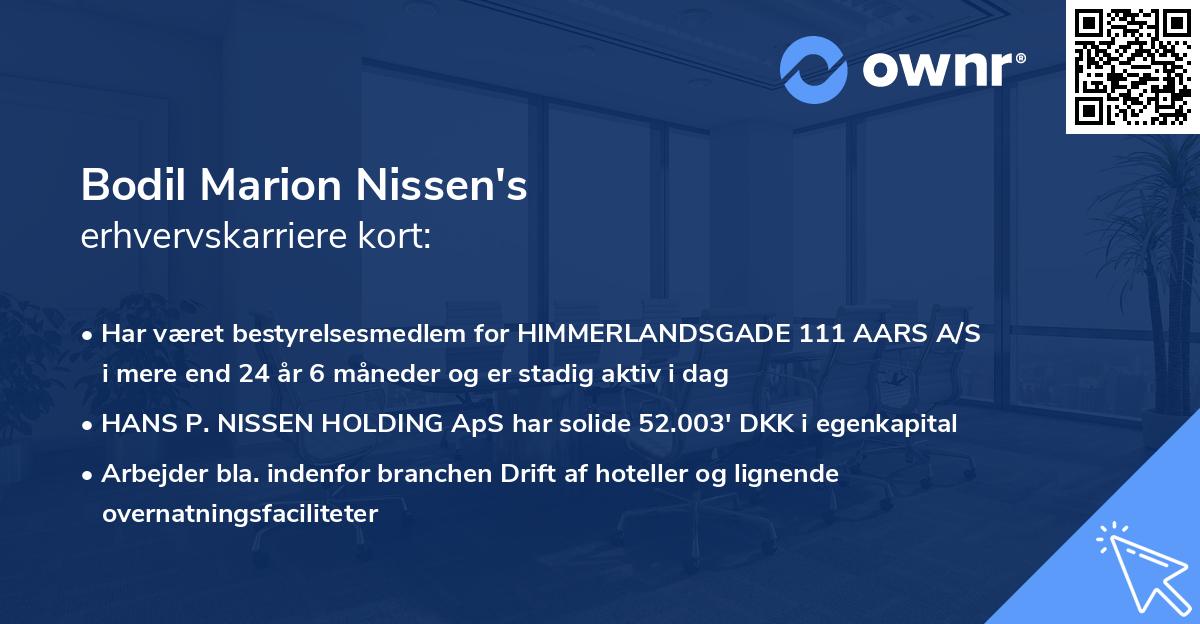 Bodil Marion Nissen's erhvervskarriere kort