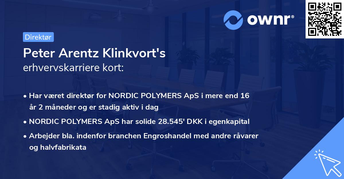 Peter Arentz Klinkvort's erhvervskarriere kort