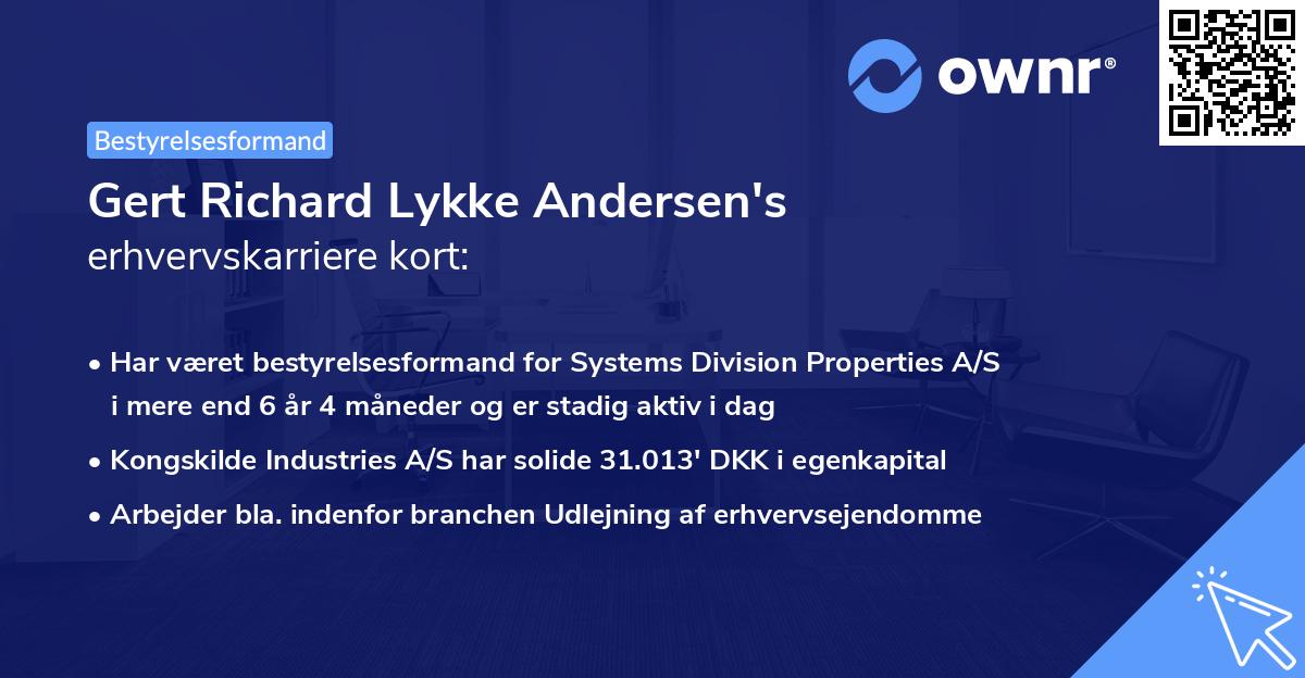 Gert Richard Lykke Andersen's erhvervskarriere kort