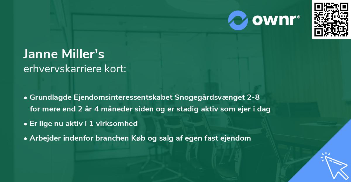 Janne Miller's erhvervskarriere kort