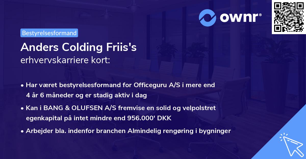 Anders Colding Friis's erhvervskarriere kort