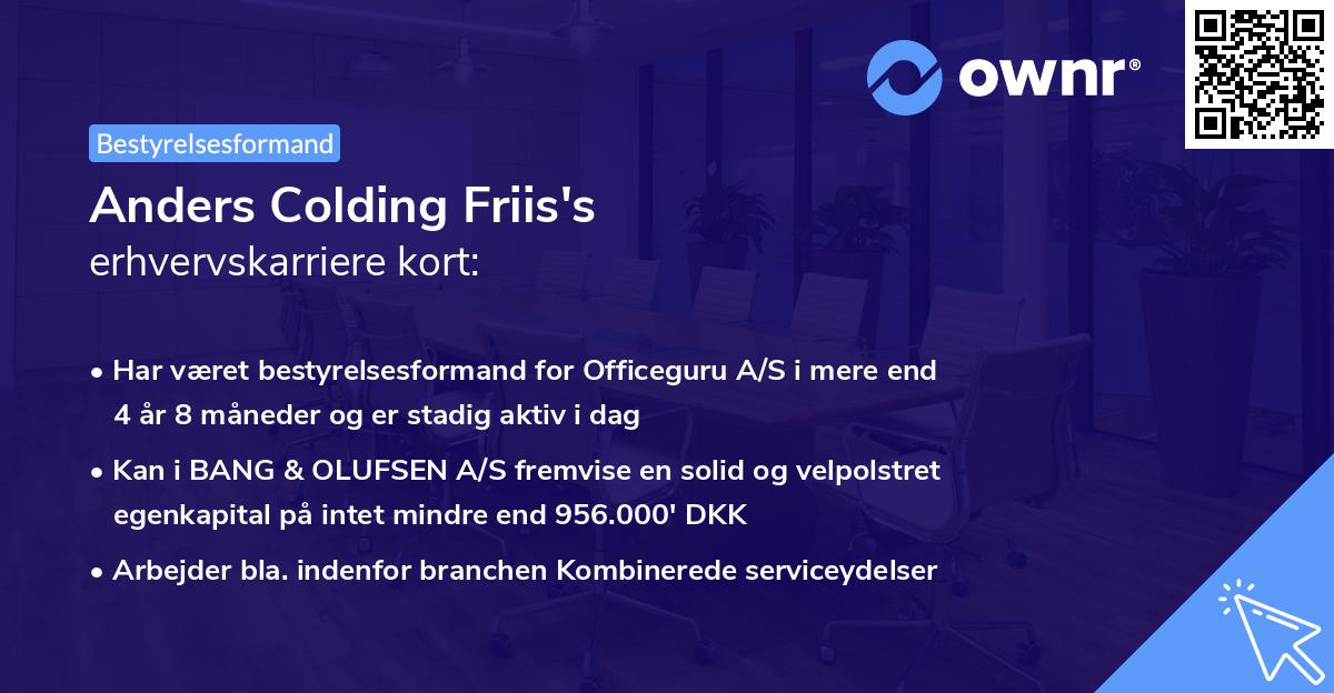 Anders Colding Friis's erhvervskarriere kort