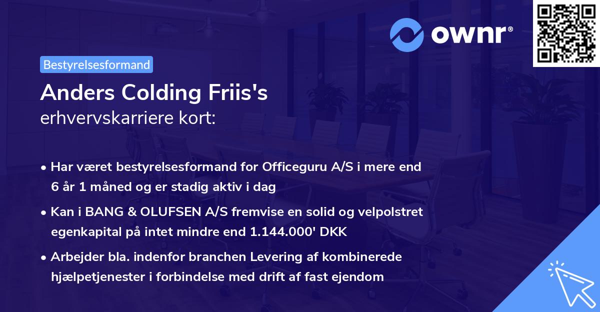Anders Colding Friis's erhvervskarriere kort