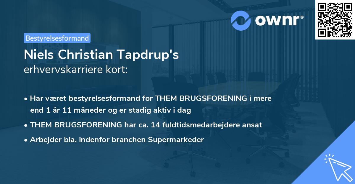 Niels Christian Tapdrup's erhvervskarriere kort