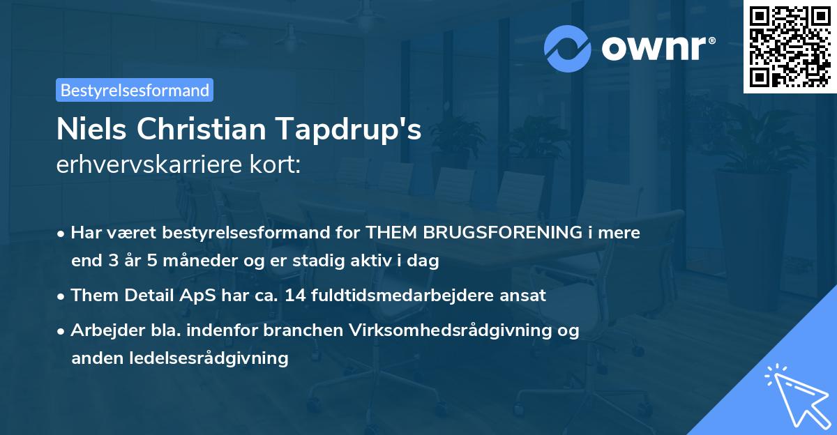 Niels Christian Tapdrup's erhvervskarriere kort