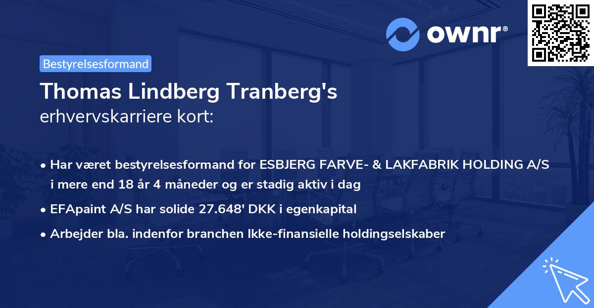 Thomas Lindberg Tranberg's erhvervskarriere kort