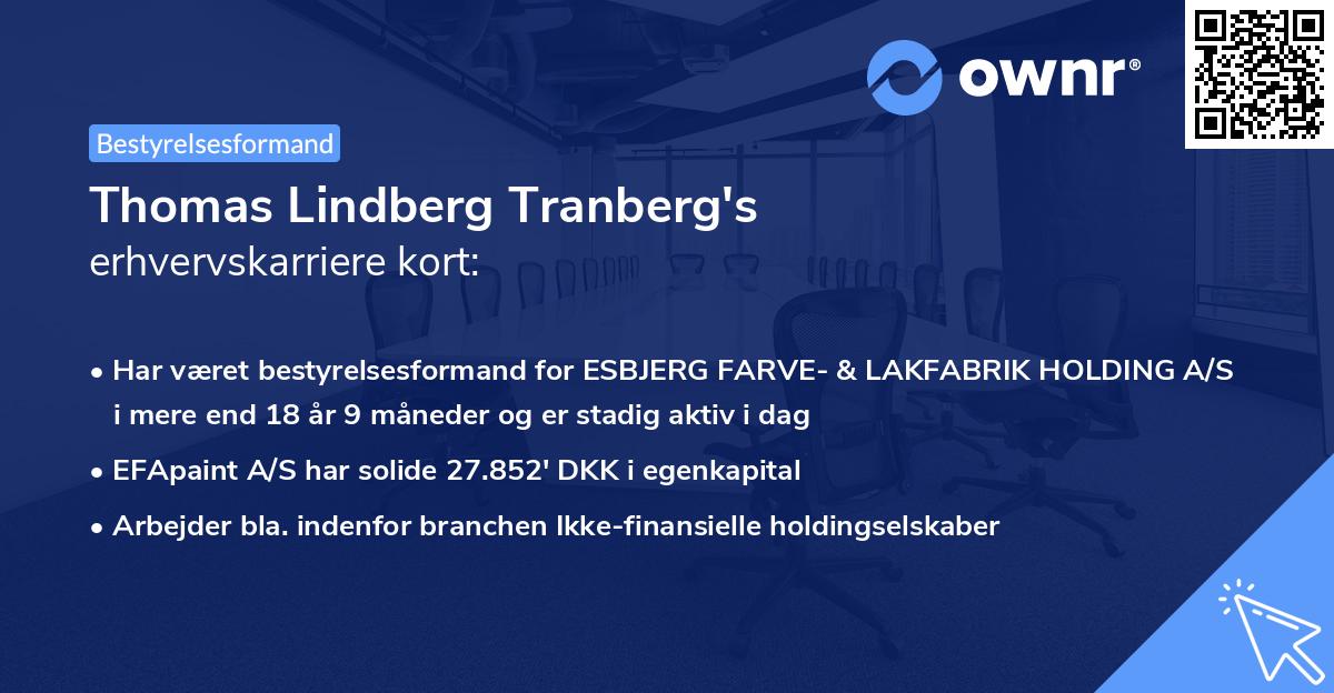 Thomas Lindberg Tranberg's erhvervskarriere kort