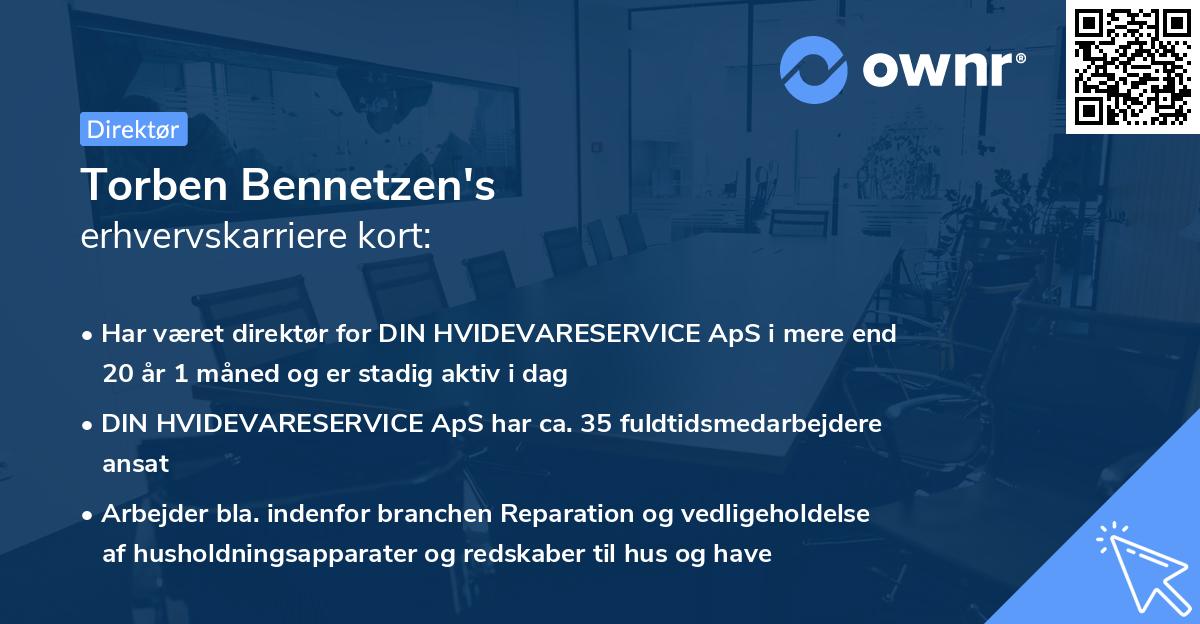 Torben Bennetzen's erhvervskarriere kort