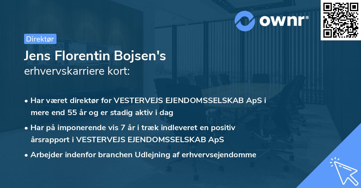 Jens Florentin Bojsen's erhvervskarriere kort