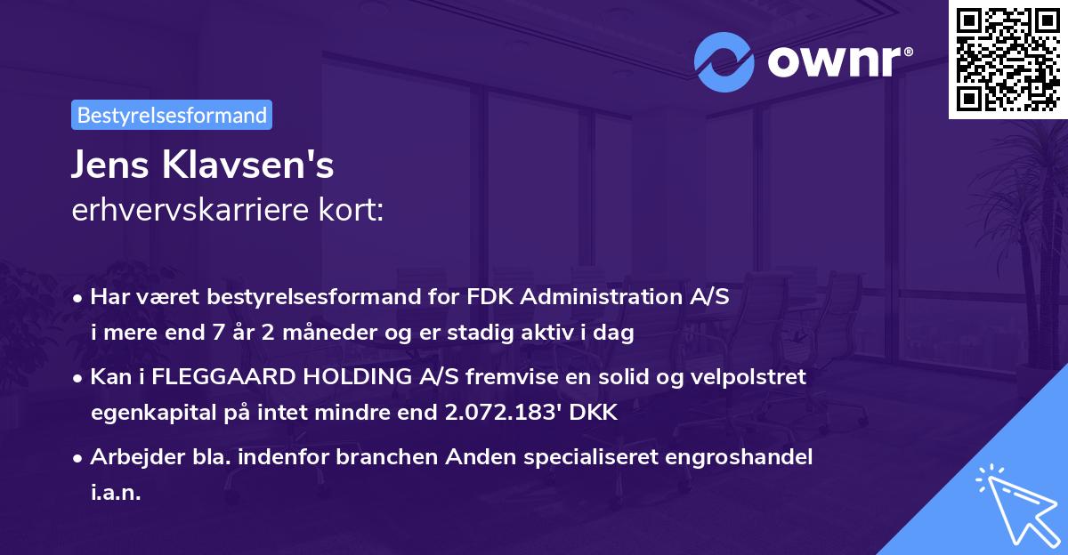 Jens Klavsen's erhvervskarriere kort