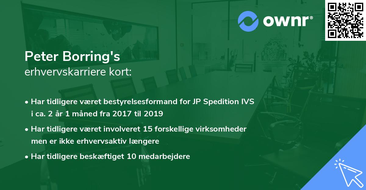 Peter Borring's erhvervskarriere kort