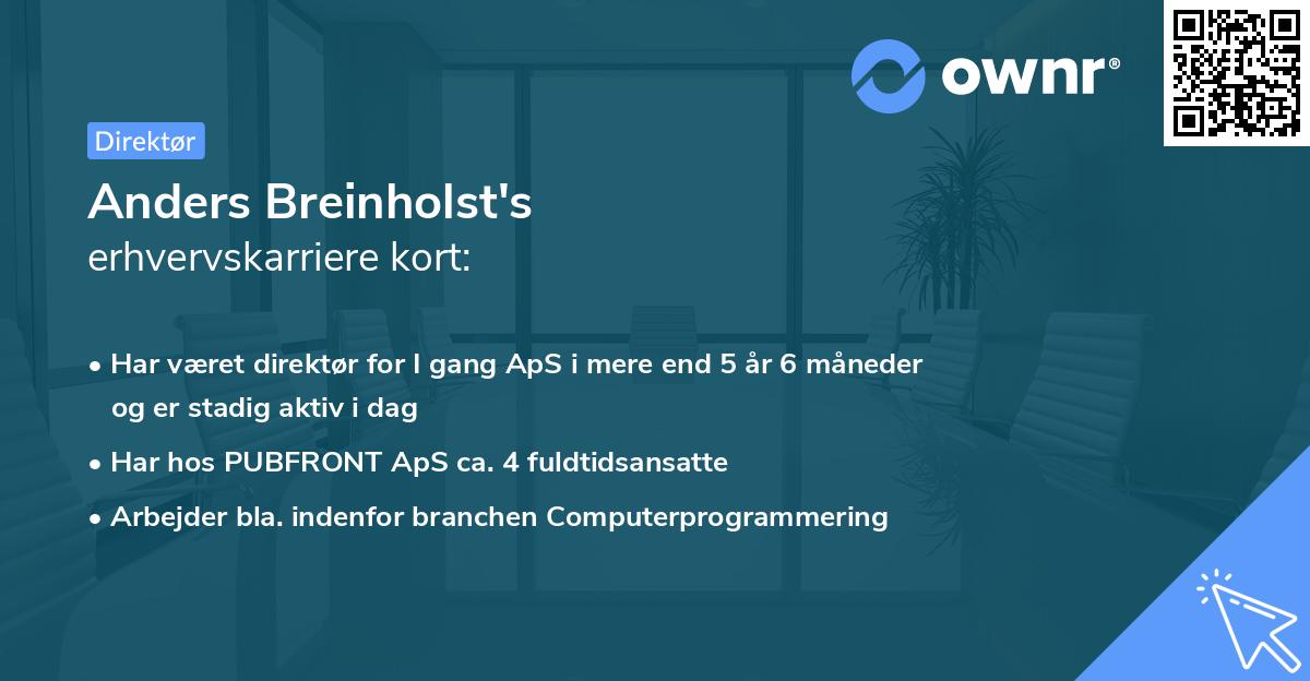 Anders Breinholst's erhvervskarriere kort