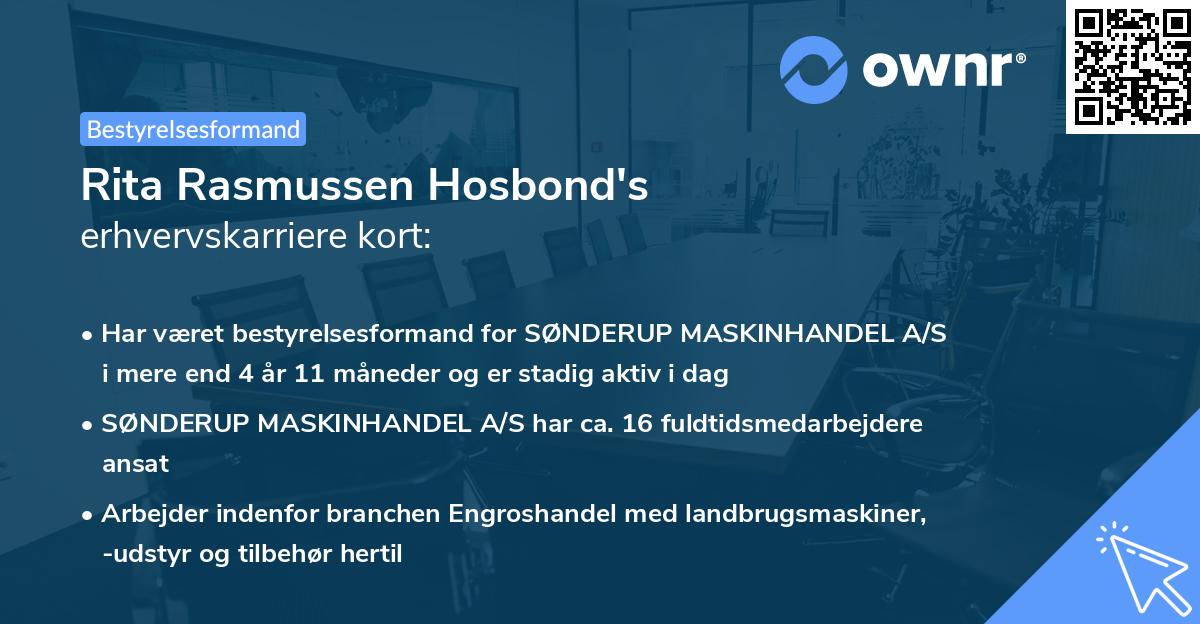 Rita Rasmussen Hosbond's erhvervskarriere kort