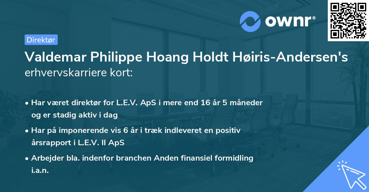 Valdemar Philippe Hoang Holdt Høiris-Andersen's erhvervskarriere kort