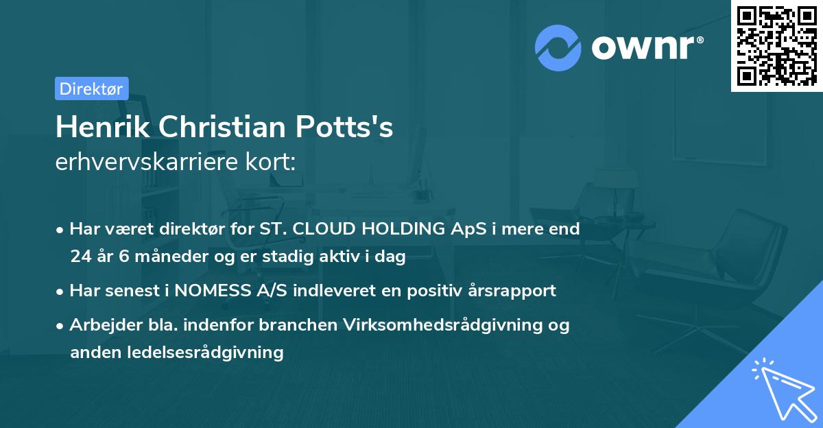Henrik Christian Potts's erhvervskarriere kort