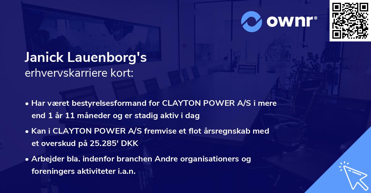Janick Lauenborg's erhvervskarriere kort