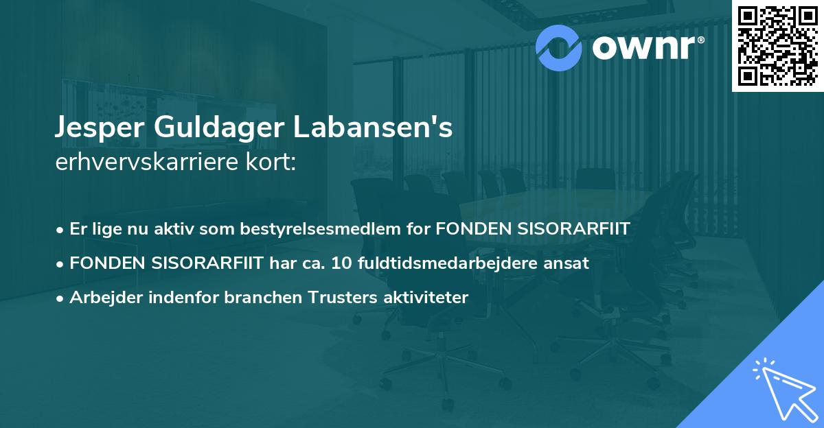 Jesper Guldager Labansen's erhvervskarriere kort