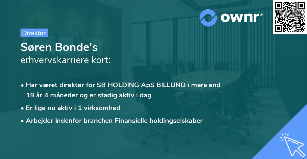 Søren Bonde's erhvervskarriere kort