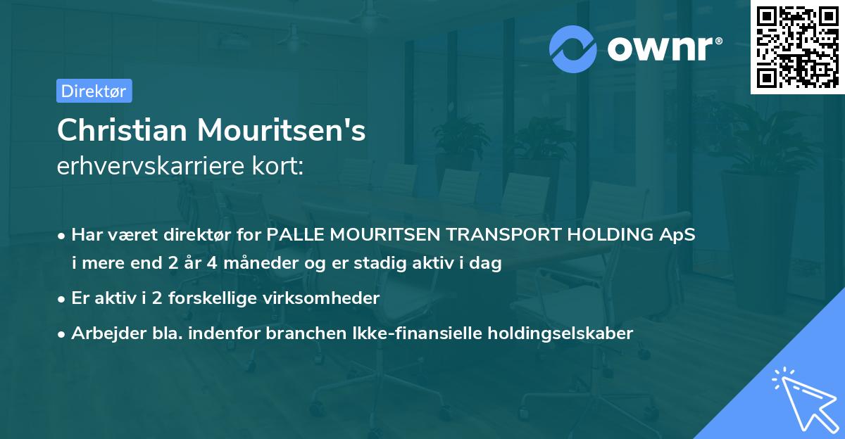 Christian Mouritsen's erhvervskarriere kort