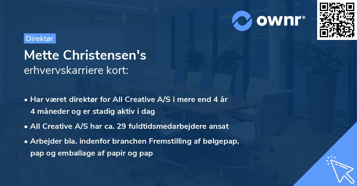 Mette Christensen's erhvervskarriere kort