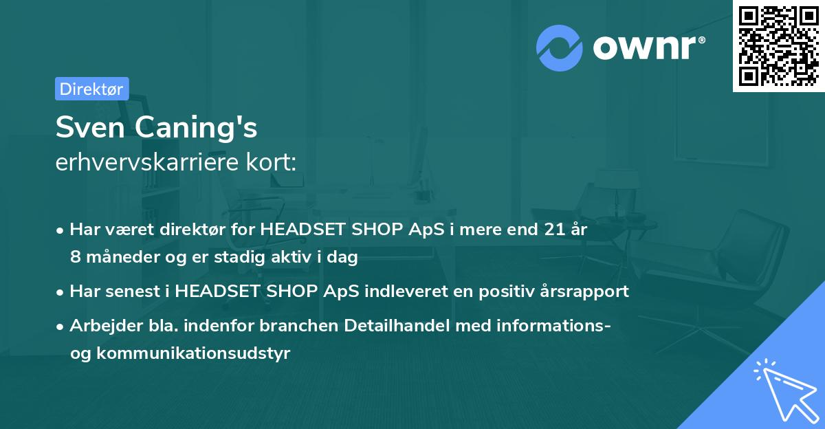Sven Caning's erhvervskarriere kort