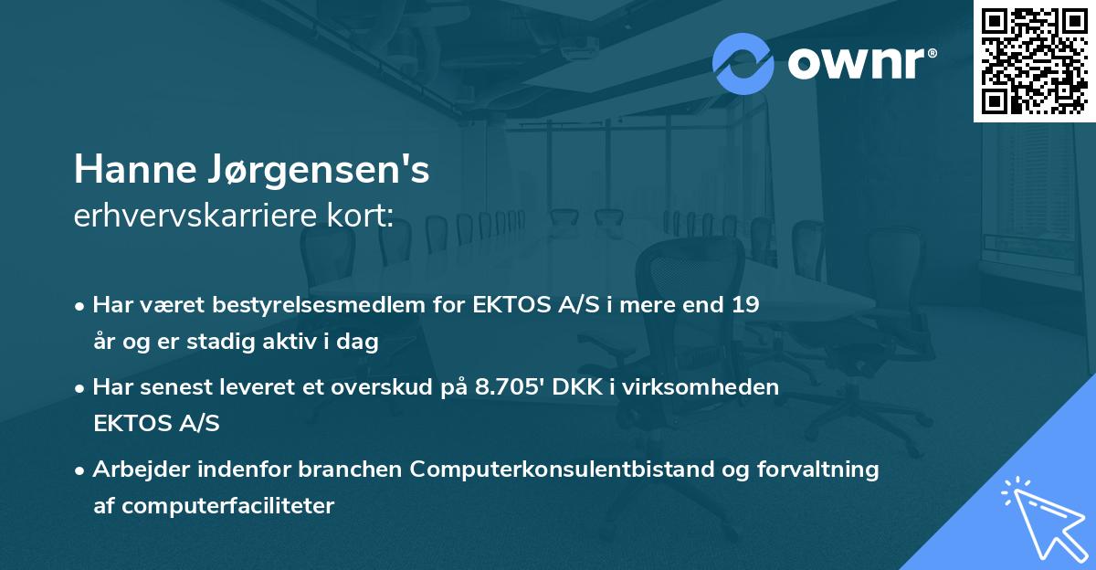 Hanne Jørgensen's erhvervskarriere kort