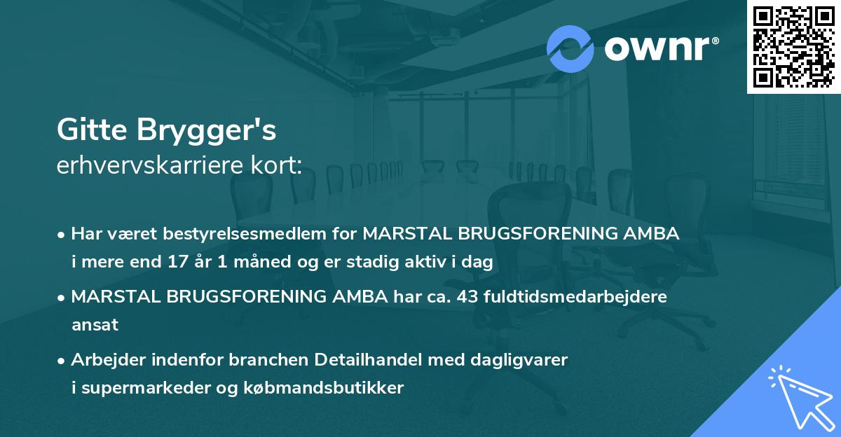 Gitte Brygger's erhvervskarriere kort