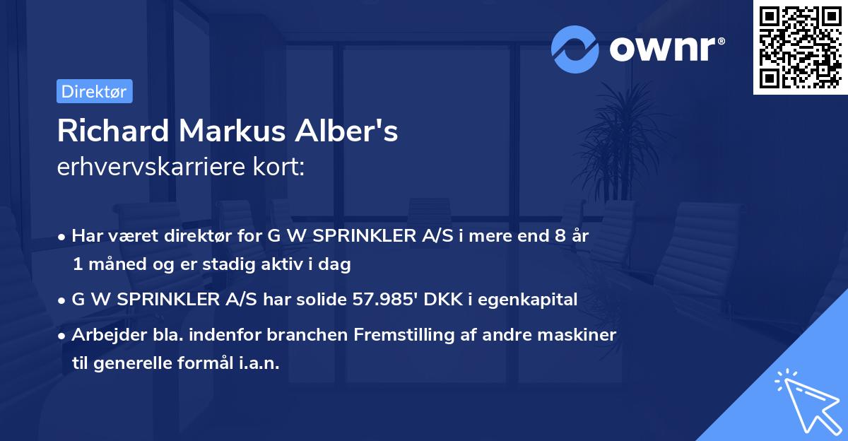 Richard Markus Alber's erhvervskarriere kort