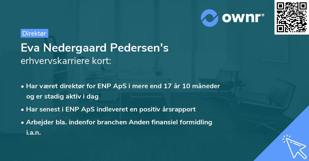 Eva Nedergaard Pedersen's erhvervskarriere kort