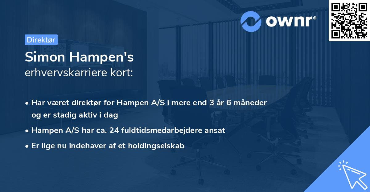 Simon Hampen's erhvervskarriere kort