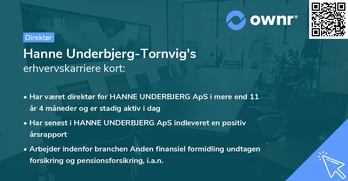 Hanne Underbjerg-Tornvig's erhvervskarriere kort