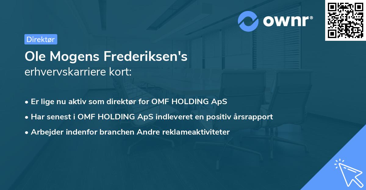 Ole Mogens Frederiksen's erhvervskarriere kort