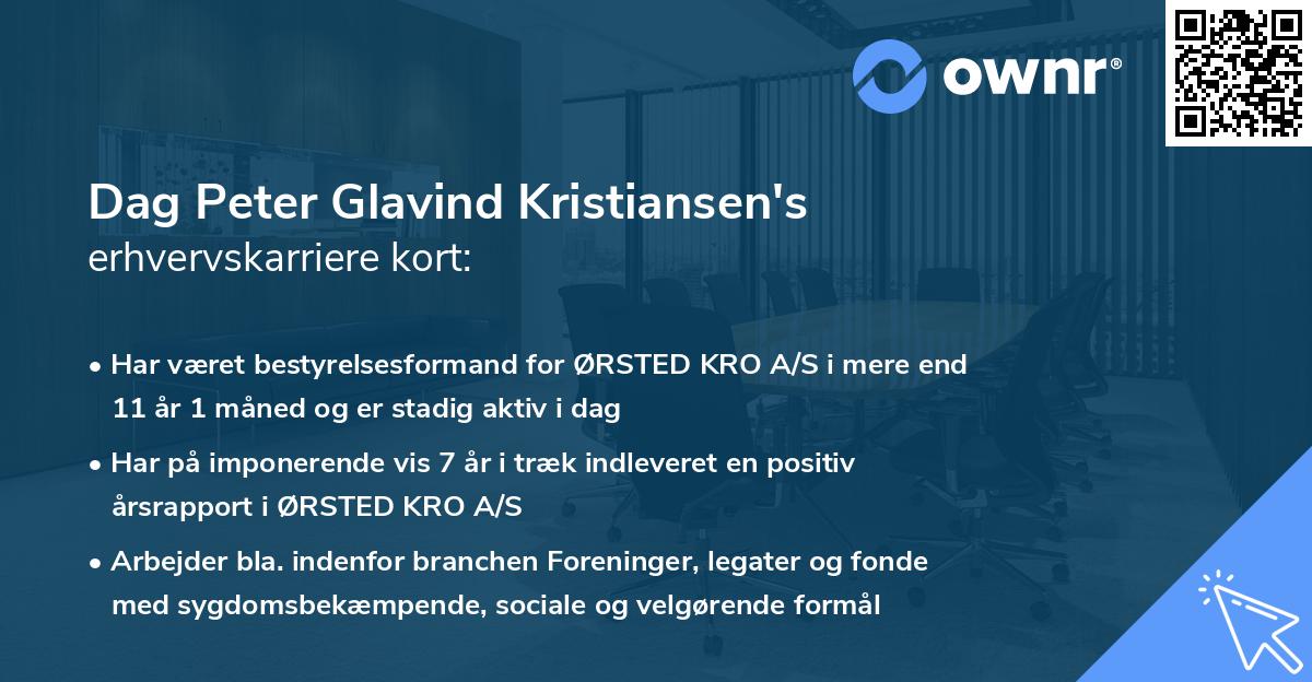 Dag Peter Glavind Kristiansen's erhvervskarriere kort