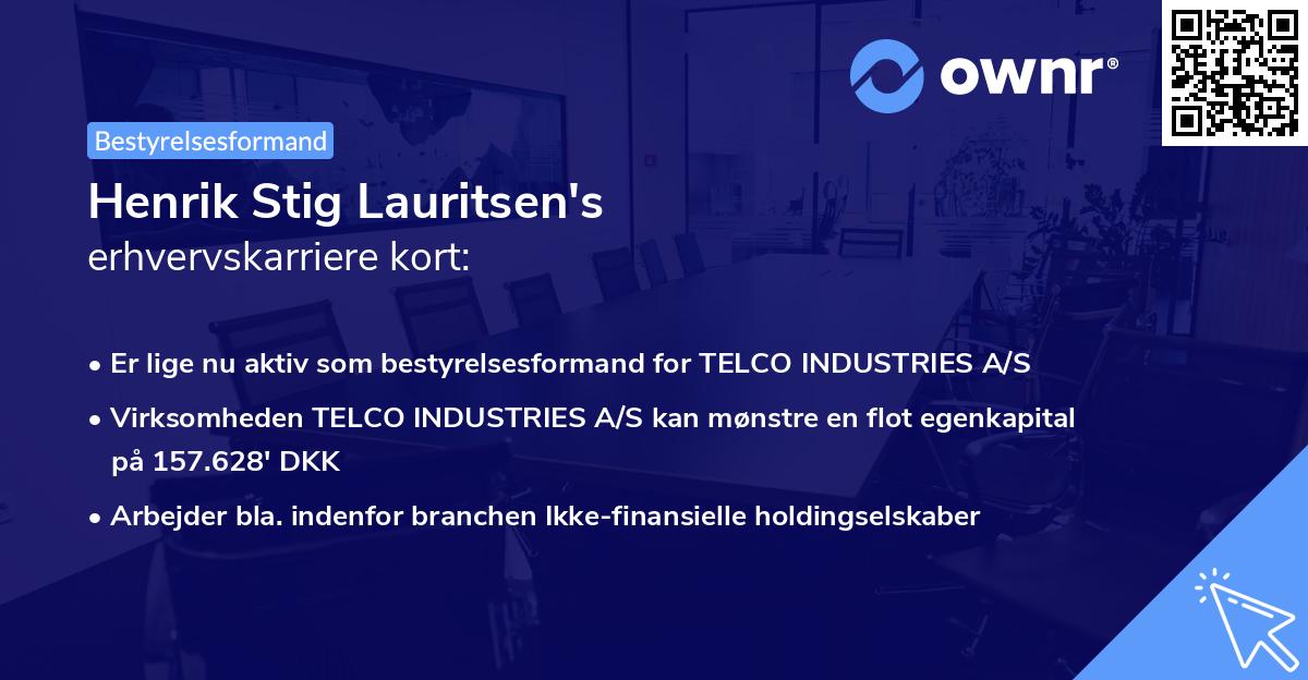 Henrik Stig Lauritsen's erhvervskarriere kort
