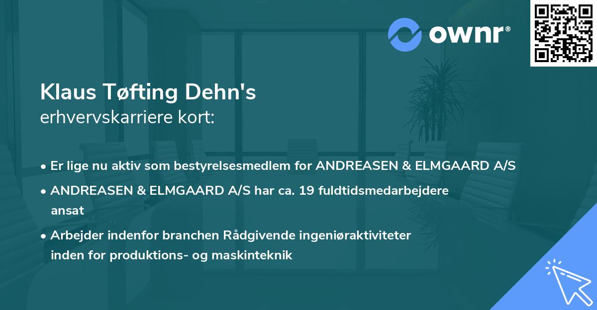 Klaus Tøfting Dehn's erhvervskarriere kort
