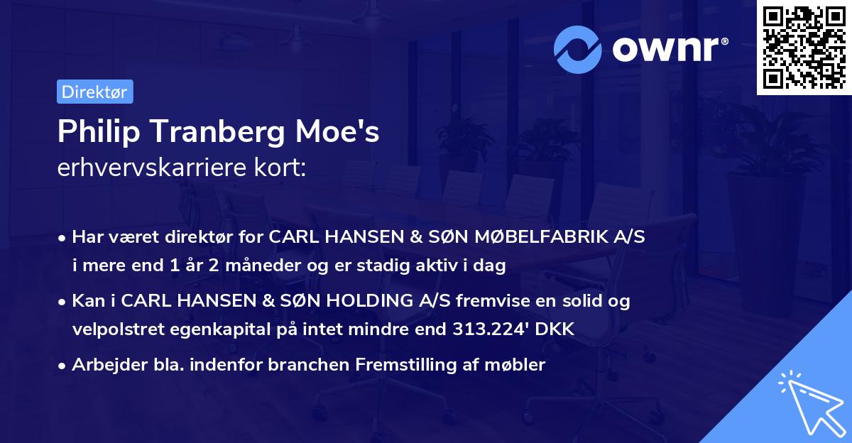 Philip Tranberg Moe's erhvervskarriere kort