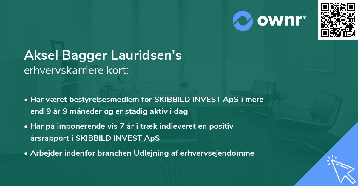 Aksel Bagger Lauridsen's erhvervskarriere kort