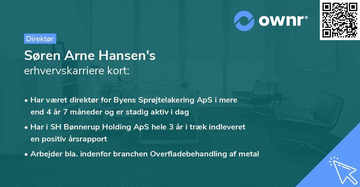 Søren Arne Hansen's erhvervskarriere kort