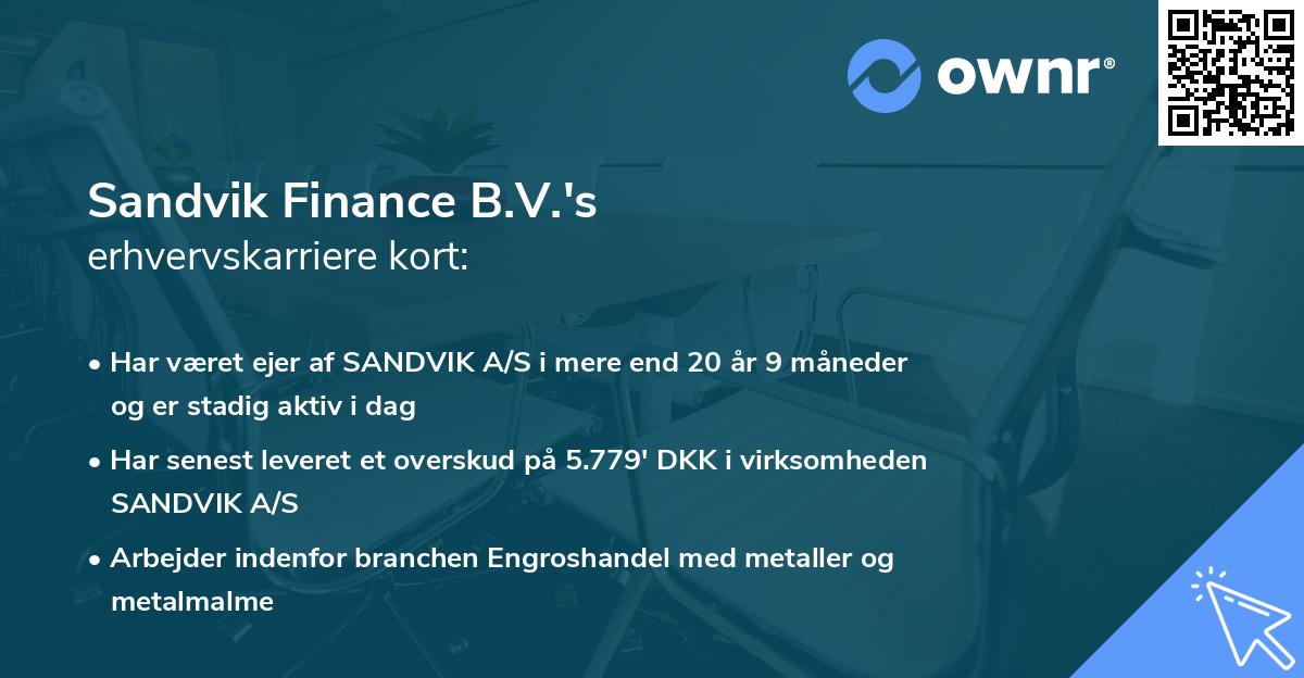 Sandvik Finance B.V.'s erhvervskarriere kort