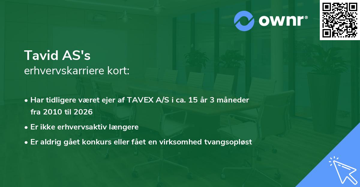 Tavid AS's erhvervskarriere kort