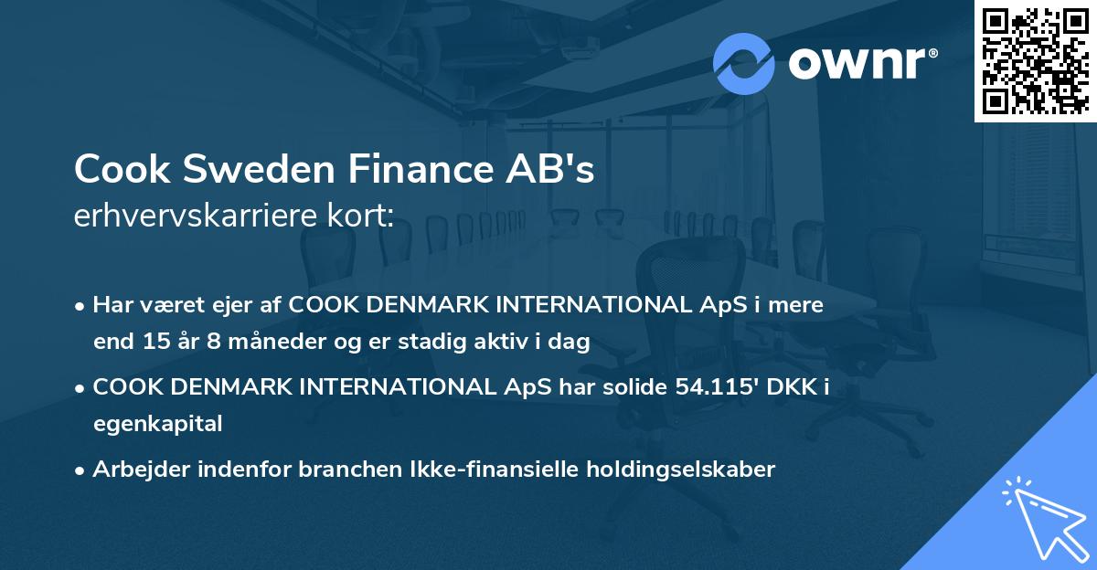 Cook Sweden Finance AB's erhvervskarriere kort