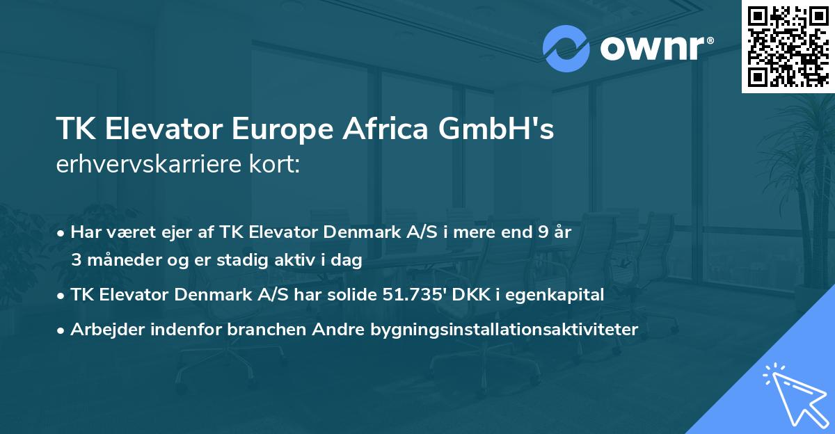 TK Elevator Europe Africa GmbH's erhvervskarriere kort