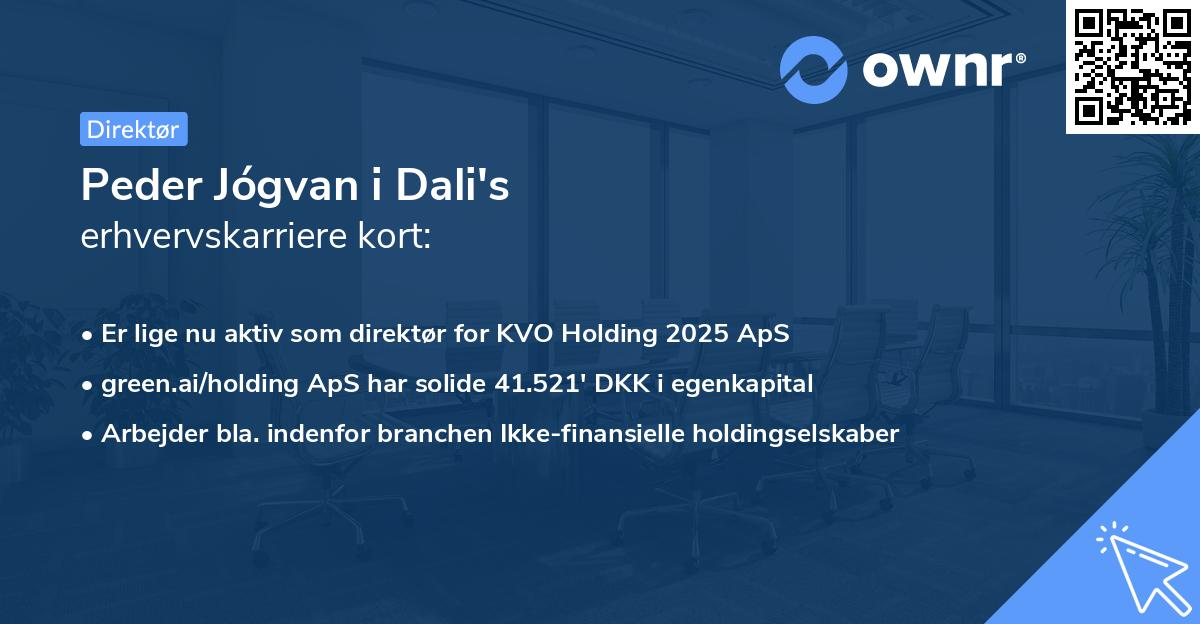 Peder Jógvan i Dali's erhvervskarriere kort
