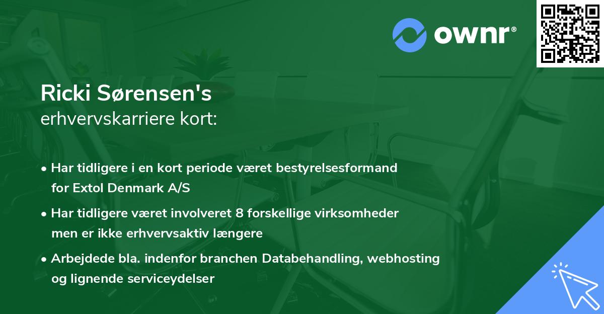 Ricki Sørensen's erhvervskarriere kort