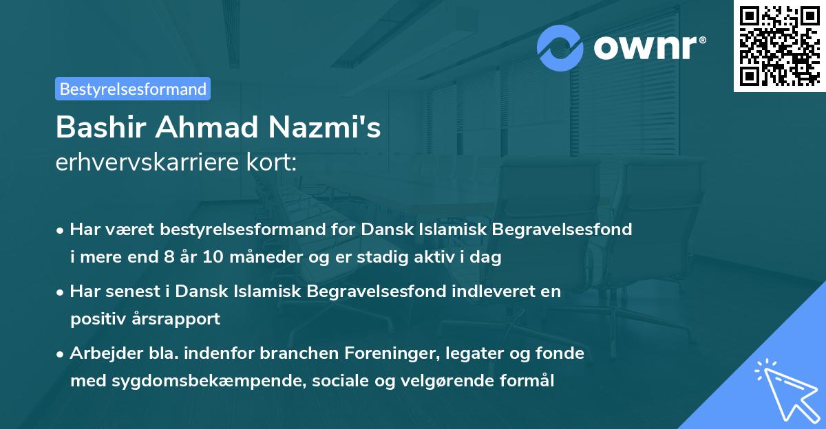 Bashir Ahmad Nazmi's erhvervskarriere kort