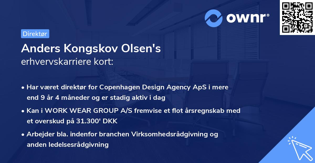 Anders Kongskov Olsen's erhvervskarriere kort