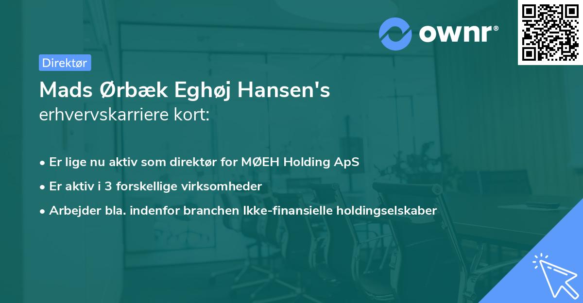 Mads Ørbæk Eghøj Hansen's erhvervskarriere kort