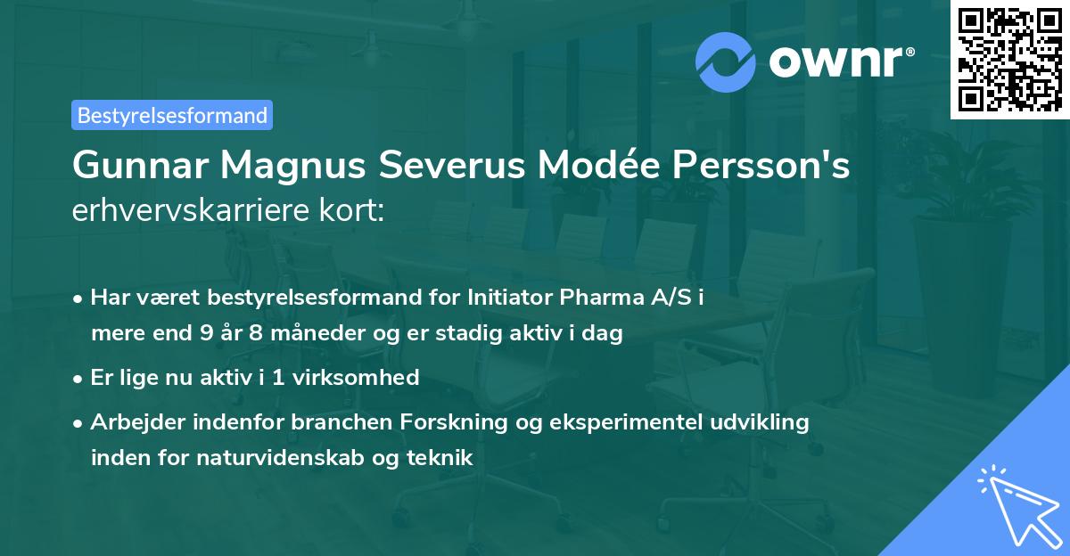 Gunnar Magnus Severus Modée Persson's erhvervskarriere kort
